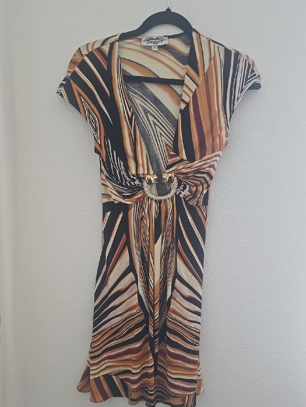 Sky Brand Vintage Tiger Crystal Encrusted Hardware Y2K Dress